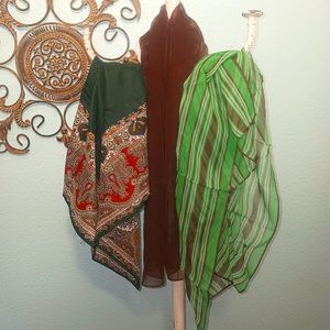 Set of 3 Vintage Scarves Various Patterns and Colors
